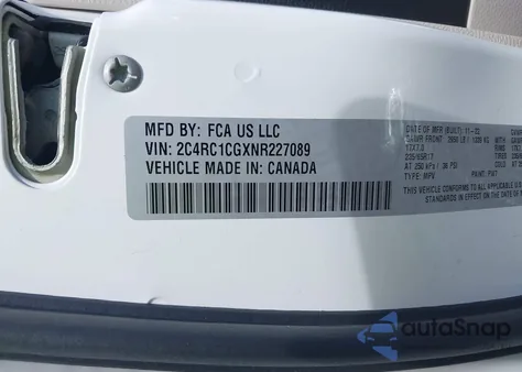 2022 Chrysler Voyager Lx из США, поврежденный, VIN 2C4RC1CGXNR227089